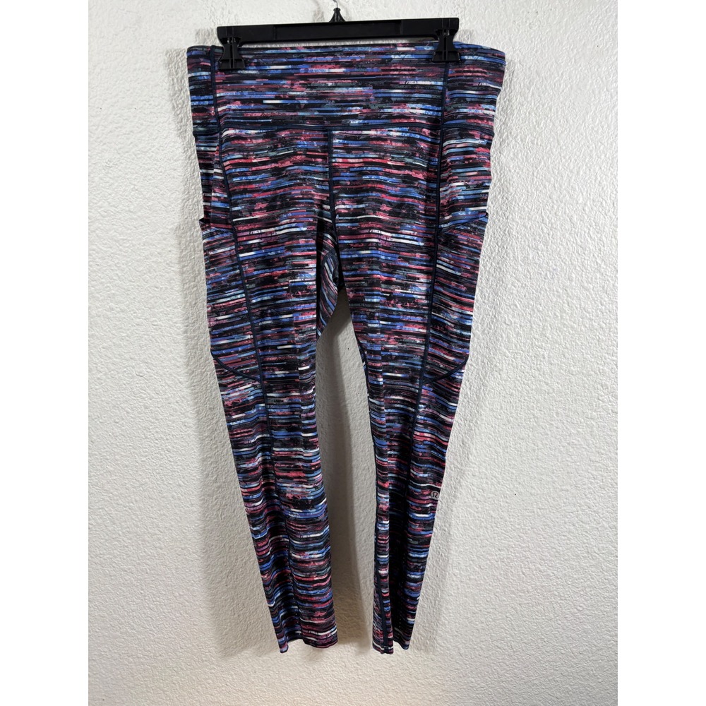Lululemon Speed Up Crop Leggings Size 12 Multi Color Stripe Pockets W6M44S